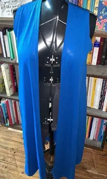 Lularoe bright blue textured XS Joy flowy long sweater vest