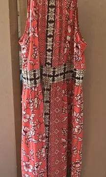 FINAL MARKDOWN London Times Coral and Black Floral Midi Dress 14