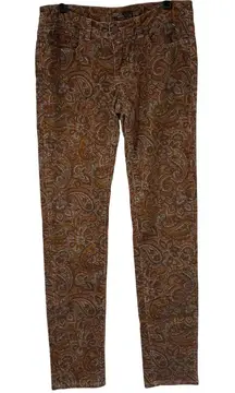 Prana Fall Tones Paisley Corduroy Pants Womens 6