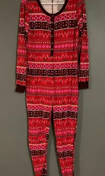 Xhilaration Pink Purple Long John Long Sleeve Jogger Jumpsuit Size Large