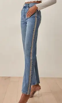 Reformation Crystal High Rise Straight Long Jean Size 26