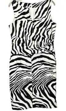 Jones New York Zebra Print V Neck Bodycon Front Slit Dress