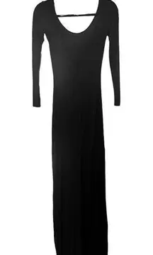 Sparkle & Fade Womens Scoop Neck Long Sleeve Bodycon Maxi Dress Black S