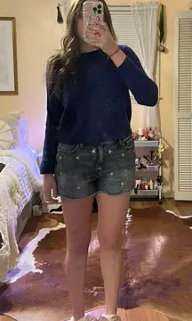 Jean Shorts with Embroidered Stars