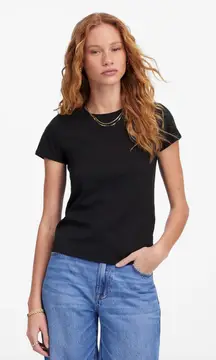 Madewell Essential Slim Tee Shirt Lightweight Cotton Jet Black Basics XL NWT