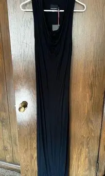 Cynthia Rowley Cowl Neck Racer Back Black Sleeveless Maxi Dress