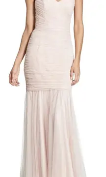 AMSALE Strapless Tulle Mermaid Gown Bridesmaid Wedding Prom Formal BLUSH