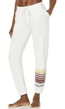 PJ Salvage Womens Mountain Bound Jogger Lounge Pajama Pants Stripe Leg Beige S