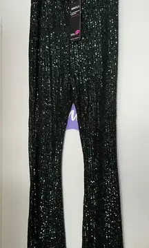 green sequin pants