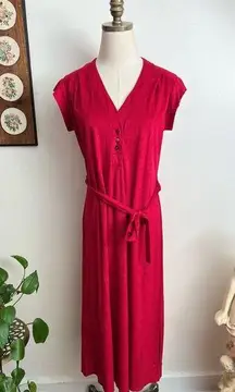 1970s  Red Terrycloth Midi Dress