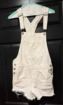 Abercrombie white overall denim shorts 