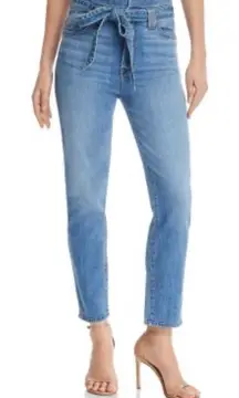 7 for all mankind, Roxanne paper bag, belted,  high rise skinny blue jeans 27
