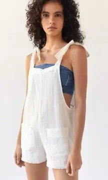 Billabong Girl On The Run White Cotton Tie Strap Romper Women’s Size Medium
