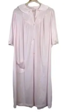 Vintage Nancy King Lingerie‎ Nylon Nightgown Sleepwear Button Front Pink Size M