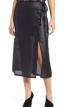 NWT Something Navy Sequin Wrap Midi Party Skirt