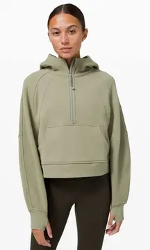 Lululemon Scuba Cropped Half Zip Pullover Sweatshirt Hoodie Light Green Sz XS/S