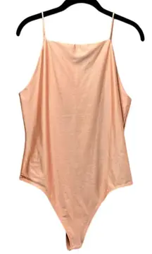 Bar III Bodysuit Sleeveless Square Neck Casual Top Blouse Pink Size‎ L