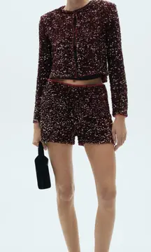 Mango Burgundy velvet sequins Co-ord set