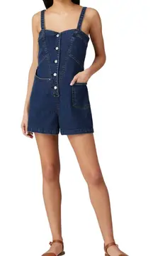 7 For All Mankind Asymmetrical Seam Denim Romper Womens XS Blue Western Bohemian