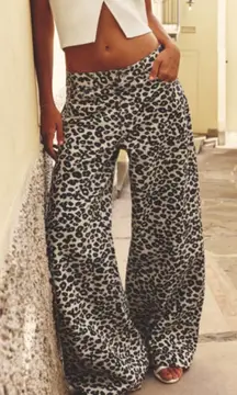 Zara Stylish Leopard Print Wide-Leg Pants