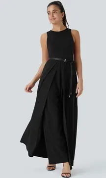 Halara Breezeful Zipper Sleeveless Pocket Contrast Quick Dry Jumpsuit Black M