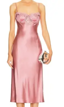 Fleur De Mal Sequin Violet Floral-Lace Slip Dress