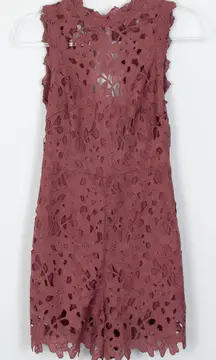 ASTR The Label Open Back High Neck Lace Sleeveless Romper Womens Size Medium