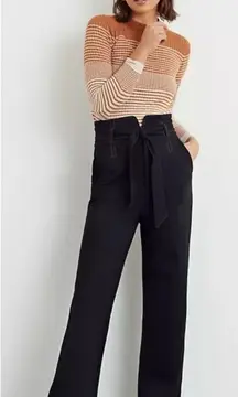 ANTHROPOLOGIE‎ MAEVE Irina Relaxed Ponte Black
Wide Leg Belted Pants Size 6