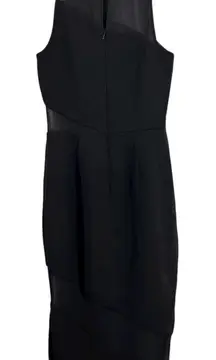 Jay Godfrey Black Sheer Mesh Panel Sleeveless Sheath Midi Dress Size 00