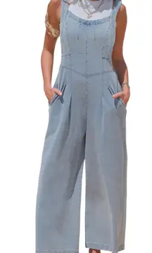 NWOT EXLURA Women’s Loose Fit Wide Leg Denim Overalls – Medium