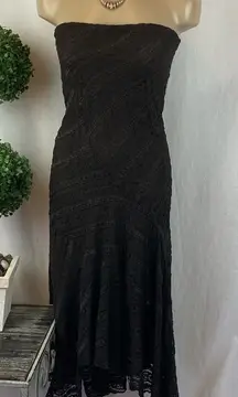 Alexia Admor Brown Lace Peasant Cottagecore Boho Midi Strapless Dress or Skirt M