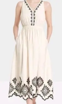 Universal Thread Cream Embroidered Midi Dress NWT Size Small