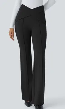 Halara High Waisted Crossover Flare Yoga Seamed Pants Black Women's Size Medium
