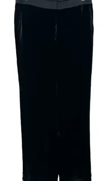 J Mclaughlin Size 10 Pants Black Velvet Straight Leg Silk‎ Formal Business Chic