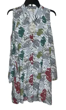 Entro Women's Shirt Dress Button-Up Midi Floral‎ Collar Cold Shoulder Medium NWT