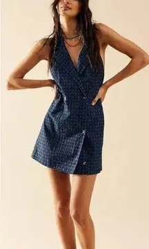 Free People NEW  Louie Halter Neck Printed Blazer Mini Dress M