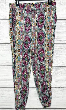 Cato Colorful Bohemian Patterned Tapered Jogger Pants Size Medium Boho Festival