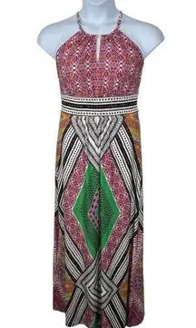 London Times Maggie London Brienne Boho Halter Patchwork Maxi Dress size 6