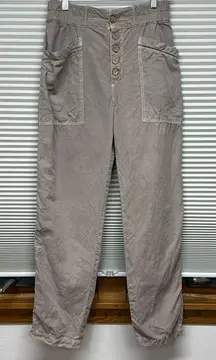 Sundance Tan Taupe Linen Blend Button Up Pants Size 4