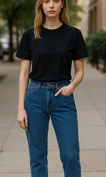 Jordache Womens Jeans Size 7/8 Vintage Blue Denim Tapered Leg 100% Cotton‎