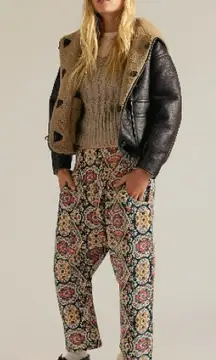 Free People XL Lunan Crop Harem Cord Printed Jeans NWT Bohemian Retro 60s 70s