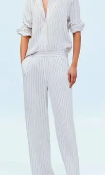 Mayson the Label white & black striped pants & collared button down top | size 4