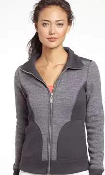 Women’s‎ PrAna Gray Black Tobi Ribbed  Zip Front Knit Sweater Jacket Size Medium