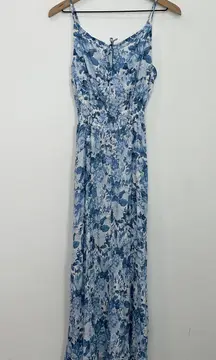 Abercrombie & Fitch Front Tie Maxi Slip Dress Light Blue Floral Women's Medium