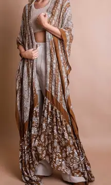 Unbranded 100% Viscose Brown Paisley Tapestry Free Flow Kimono One Size