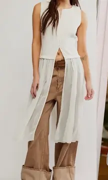 Free People Twice As Nice Sleeveless Maxi Top White Sheer Small