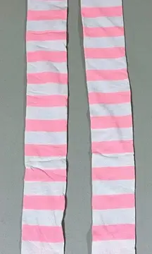 Pink White Striped Cat Dog Pet Paw Print Knee High Thigh High Socks Lingerie 🐾