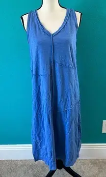 J.Jill  blue 100% cotton raw seam dress in size small