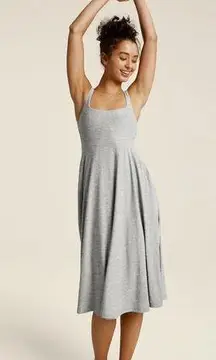 [Beyond Yoga] Featherweight At The Ready Square Neck Gray Midi Dress Pockets XL