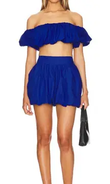 NWT Susana Monaco Puff Sleeve Crop Top in Nocturnal Sz Medium $158